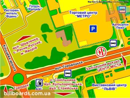 Billboard B in Lviv st. Gorodoc'ka, 300 (povorot na TC "Metro") scheme