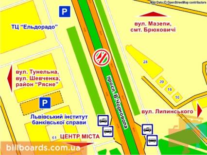 Призма Р/П в Львове пр. Чорновола (Універсам), в центр, призма 2 - 82598 схема