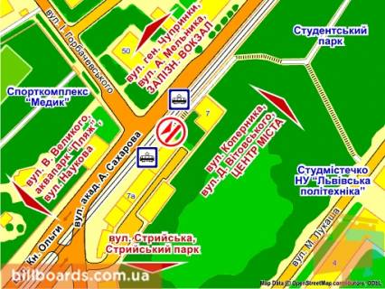 Призма A в Львове вул. Сахарова – Горбачевського (на зупинці), призма 2 - 82604 схема