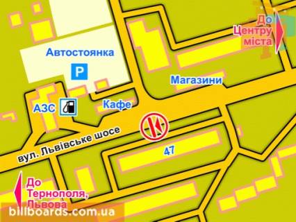 Билборд B в Хмельницком вул. Львівське шосе (біля буд. 47) схема