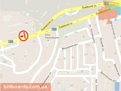 Билборд B в Хмельницком вул. Львівське шосе (біля буд. 12) схема