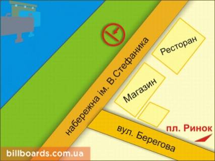 Билборд A в Ивано-Франковске вул. Набережна (навпроти буд. 28) схема