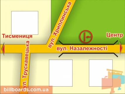 Билборд A в Ивано-Франковске вул. Незалежності (перед мостом, біля Митниці) схема