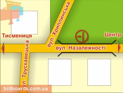 Билборд B в Ивано-Франковске вул. Незалежності (перед мостом, біля Митниці) схема