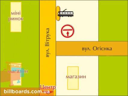 Билборд A в Житомире вул. Вітрука, 34/1 схема
