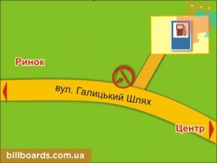 Билборд B в Черновцах вул. Галицький Шлях (біля АЗС) схема