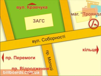 Billboard A in Lutsk av. Sobornosti (magazin "Troanda") scheme