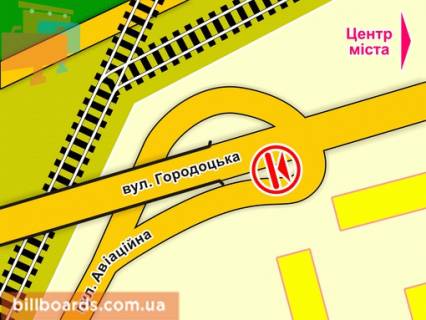 Билборд B в Львове вул. Городоцька (Скнилівський міст) схема