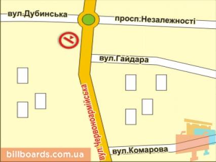 Билборд A в Черновцах вул. Героїв Майдану (Червоноармійська), 194 схема