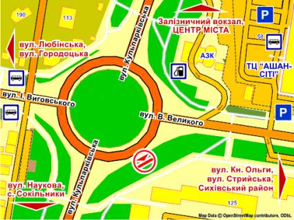 Призма A в Львове вул. Кульпарківська – В. Великого, зліва призма 1 - 176650 схема