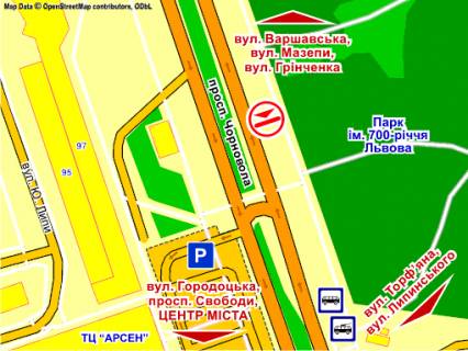 Білборд, Бігборд (Борд)  B у Львові пр. Чорновола, навпроти буд 95, схема