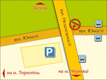 Билборд A в Ивано-Франковске вул. Незалежності – Юності, зліва схема