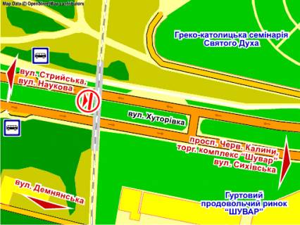 Билборд Р/П в Львове вул. Хуторівка (біля мосту), місце 1, зліва схема