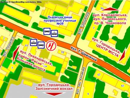 Скроллер A в Львове вул. Шевченка, 77 (біля зупинки), розмір 2,3 х 3,2 м скролл - 557715 схема
