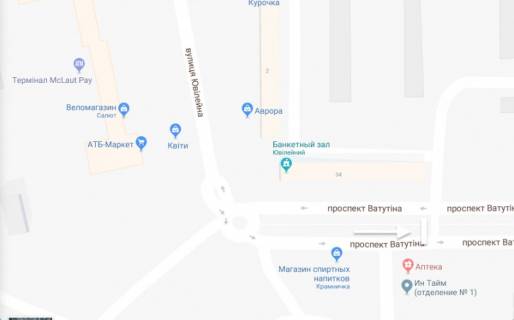 Билборд A в Ватутине бульвар Шевченка(Ватутина) ул.Комарова А1 схема