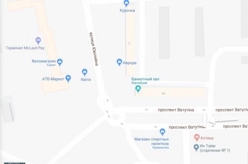Билборд A в Ватутине бульвар Шевченка(Ватутина) ул.Комарова А2 схема