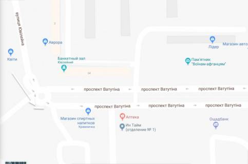 Билборд A в Ватутине ул.Ювилейная/бульвар Шевченка(Ватутина) ЦЕНТР АТБ Базар А схема