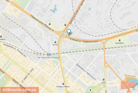Билборд A в Запорожье, 3х6  Южное Шоссе / Диагональная схема