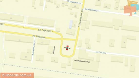 Билборд A в Пологах, 3х6  Ул. Горького - Станционный переулок фото 1