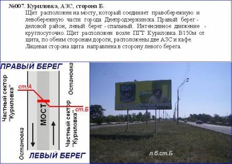 Билборд B в Каменское (Днепродзержинск), 3x6  мостовий перехід Курилівка, АЗСс лівого в місто, Дніпровський район фото 1