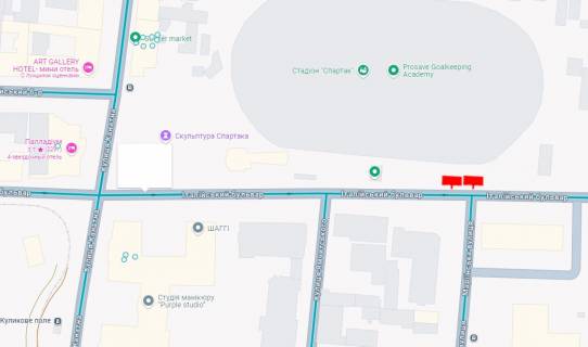 Билборд A в Одессе, 3x6x1  Італійський бул., Стадіон "Спартак" №1 схема