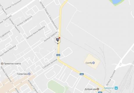 Призма B в Кременчуге, 3 х 6  Свободи просп. (кол. 60-річчя Жовтня), перехр. з вул. Халаменюка і вул. Соборною, район супермаркетів «АТБ», «МаркетОпт», кафе "Барчік",  ДК "Кредмаш" - 108931 схема