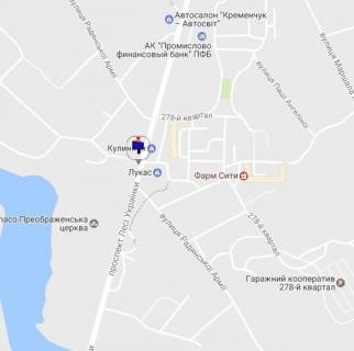 Billboard B in Kremenchuk, 3 х 6  prosp. L.Ukrainki, perehr. z st. Kozac'kou, 5, navproti supermarket <<MarketOpt>> ta SK "Sport Lajf", napramok z centru scheme