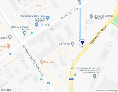 Билборд A в Кременчуге, 3 х 6  просп. Свободи, 7-Б, біля АЗС «WOG» та ресторану «Хуторок» схема