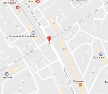 Билборд A в Кременчуге Просп. Лесі Українки (кол. 50-річчя Жовтня), перекрёсток с Тараса Бульби (кол. Трохима Карнаухова), напротив  супермаркета  «Сильпо» схема