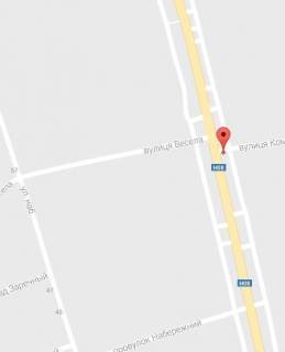 Billboard A in Kremenchuk, Peschane, 3 х 6  Pisane, st. Kiivs'ka, bila budinku 146/2, perehr. z st. Komarova, zupinka <<Vesela>> scheme