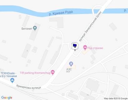 Билборд A в Кременчуге ул. Ярмарочная, 11-А, возле АЗС «WOG» (объездная дорога на Полтаву) схема