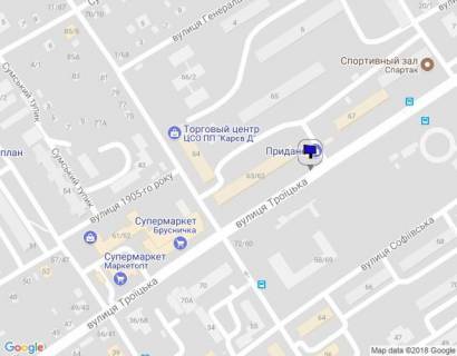 Билборд A в Кременчуге, 3 х 6  вул. Троїцька. (кол. Красіна), 67, район супермаркетів «Ілона», «МаркетОпт», напрямок у центр схема