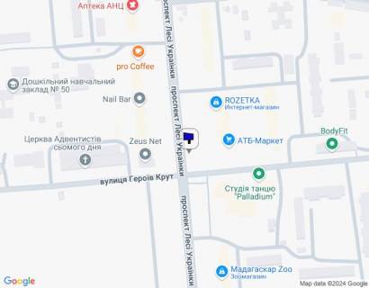 Билборд A в Кременчуге, 3 х 6  просп. Лесі Українки, в район вул. Мрії, біля буд.№3, біля супермаркету «АТБ» схема