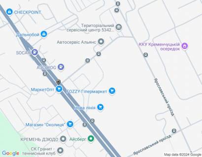 Билборд B в Кременчуге, 3 х 6  вул. Київська, 101, перехр. з проїздом 40-років ДАІ схема