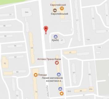 Billboard A in Kremenchuk, 3 х 6  prosp. L.Ukrainki, 37-a, bila gotela <<Evropejs'kij>>, zupinka <<Geroiv Stalingradu>>, r-n supermarketu <<ATB>>, <<Watsons>> scheme