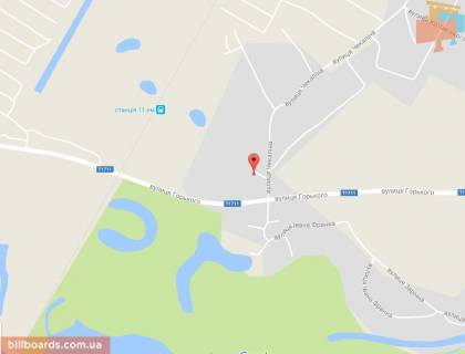 Билборд A в Кременчуге Левка Лук’яненка вул. (кол. Горького), перекрёсток с ул. Чекалина, р-н жд переезда, Кременчугское направление схема