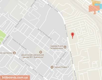 Билборд B в Кременчуге, 3 х 6  ул. Строны, р-н Пожарной части схема