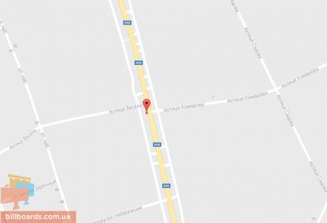Билборд A в Кременчуге Песчаное, ул. Киевская, возле домовладения № 185 схема