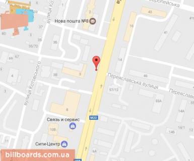 Билборд A в Кременчуге, 3 х 6  Свободи просп. (кол. 60-річчя Жовтня), 3,  кварт. 101, біля супермаркету «МаркетОпт» схема