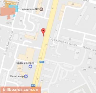 Билборд B в Кременчуге, 3 х 6  Свободи просп. (кол. 60-річчя Жовтня), 3,  кварт. 101, біля супермаркету «МаркетОпт» схема