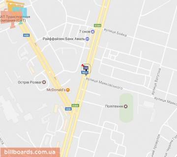Призма A в Кременчуге, 3 х 6  Свободи просп. (кол. 60-річчя Жовтня), 55, перекр. с вул. Єднання України (кол. Маяковського), район ДК «КрАЗ» и ТЦ «Меркурий», направление в центр - 87219 схема