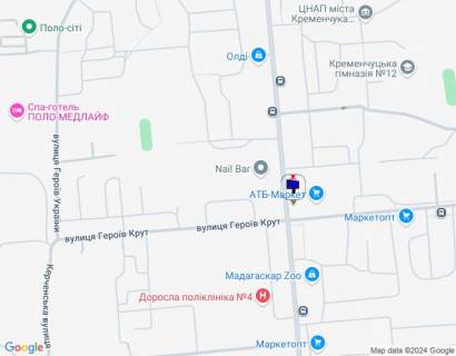 Билборд B в Кременчуге, 3 х 6  просп. Лесі Українки, в район вул. Мрії, біля буд.№3, біля супермаркету «АТБ» схема