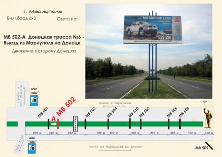 Билборд A в Мариуполе, 3х6  Донецкая трасса № 6 - Выезд из Мариуполя на Донецк фото 1