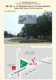 Билборд A в Мариуполе, 3х6  ул.Таганрогская - ул.Станиславского (з-д АЖБ,трасса Ростов - Одесса) фото 1