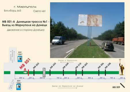 Билборд A в Мариуполе, 3х6  Донецкая трасса № 1 - Выезд из Мариуполя на Донецк фото 1