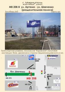 Билборд  в Мариуполе ул. Артема - ул. Шевченко (разделительная полоса)        фото 1