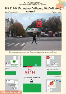 Білборд, Бігборд (Борд)  B у Маріуполі Площадь Победы, 40 (бабочка) правый Фото 1