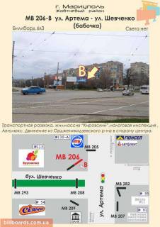 Білборд, Бігборд (Борд)  B у Маріуполі ул. Артема - ул. Шевченко (бабочка) Фото 1