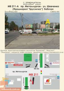 Билборд A в Мариуполе пр. Металлургов - ул. Шевченко, 89/105 (Фрешмаркет "Брусничка"), бабочка фото 1