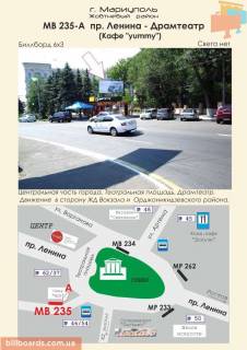 Билборд A в Мариуполе пр. Ленина, 60 - Драмтеатр (Кафе "yummy", СМ "Ласкаво") фото 1